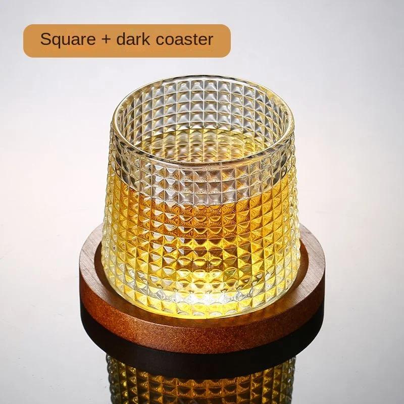 Creative Crystal Whiskey Glass Old Fashioned Rocks Tumbler Spinning Tops Design Glassware for Cocktail Scotch Bourbon Drinking