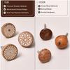 6 Pieces Wooden Cabinet Knobs, Boho Drawer Pulls, Round Floral Knobs for Dresser, Polished Brown