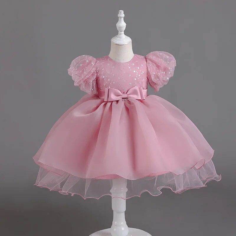 

Летнее платье с пышными рукавами на первый день рождения для маленьких девочек, одежда, кружевное платье принцессы, платья для девочек, праздничное платье-пачка, От 0 до 5 лет