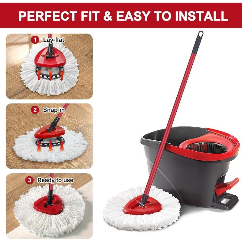 4er Pack Moppköpfe Ersatz für O-Ceda Easy Wrin Spin System, Mikrofaser Nachfüllungen, Leicht zu reinigender Mopp Ersatzkopf