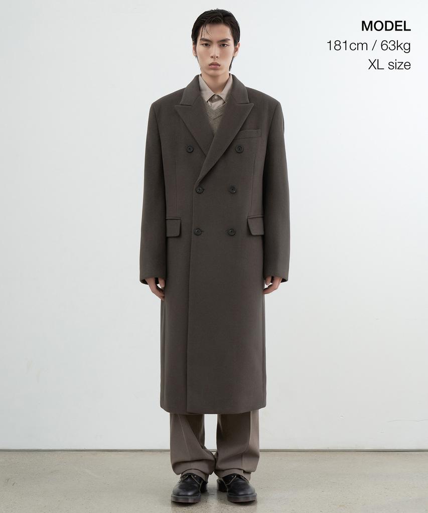 Musinsa Standard Cashmere Blend Masculine Double Chesterfield Long Coat [Khaki Brown]