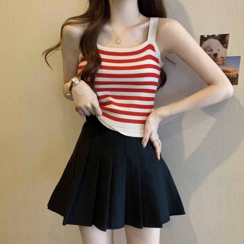 Women's Color Block Striped Camisole - Sleeveless Slim Fit Knit Top
