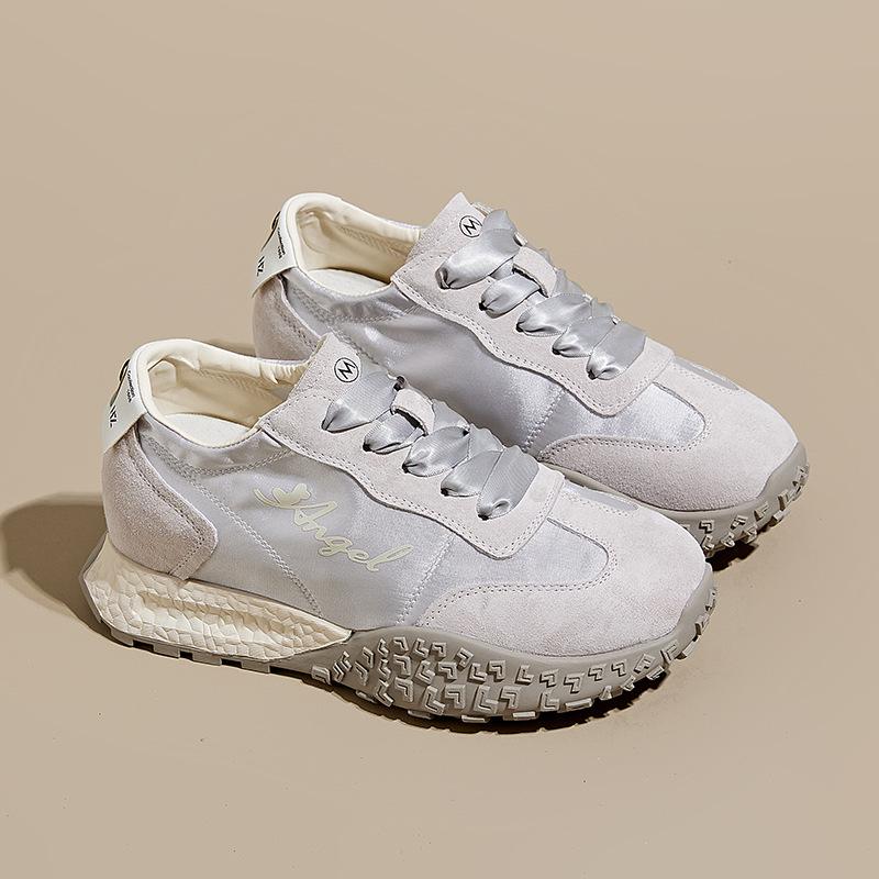 Summer breathable 7CM inner height increase German training shoes women 2025 small casual sports silk ballet Forrest Gump shoes