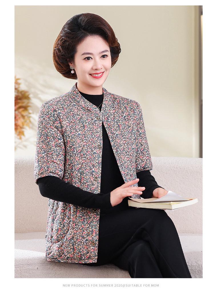 Short-Sleeve Fleece-Lined Cotton Jacket: Thickened Mid-Sleeve Vest for Back/Shoulder Protection, Ideal for Middle-Aged & Elderly.