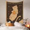 VIKAMA Sun Tarot Cat Tapestry Retro Art Decoration Suitable For Guesthouse Living Rooms Bedrooms And Home Wall Decor