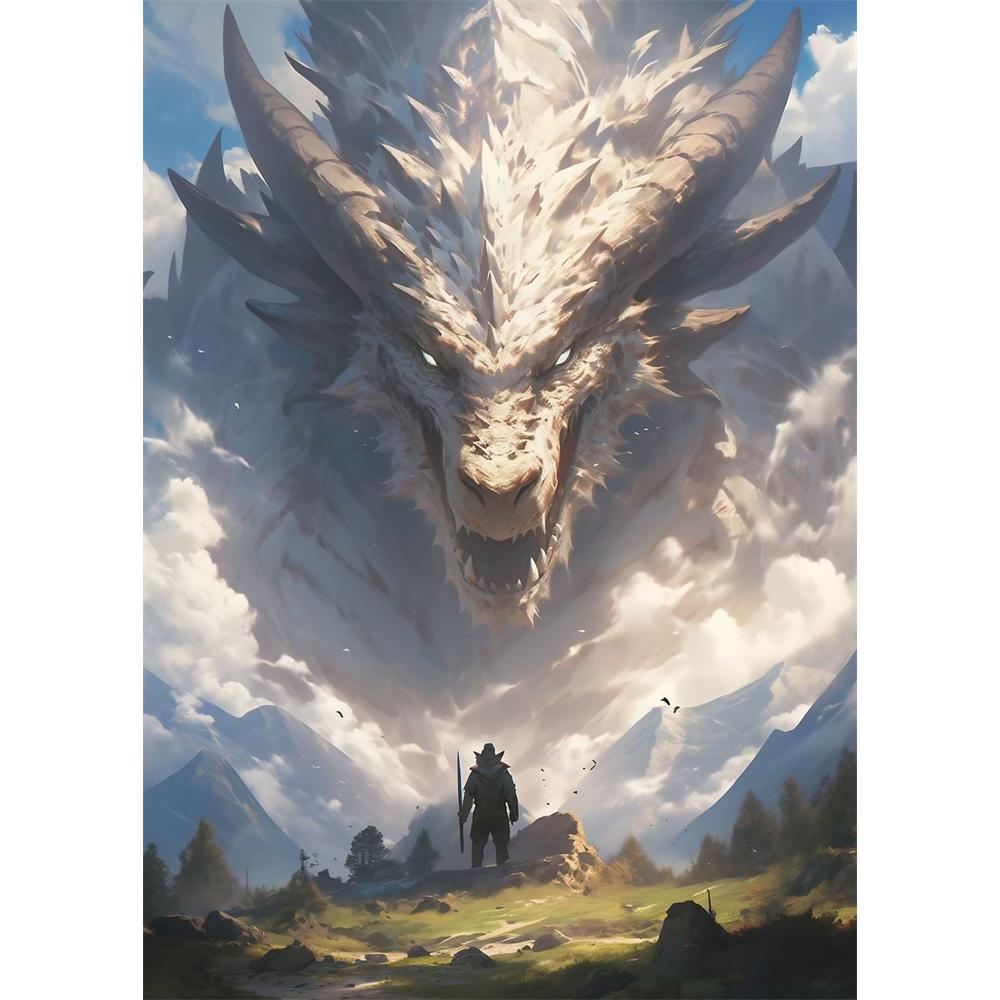 Das Erwachen des mythischen Drachen Diamantmalerei 5D DIY Kunstmuster Druck-Kit Puzzle Leinwand Mosaik-Stickerei Heimdekoration