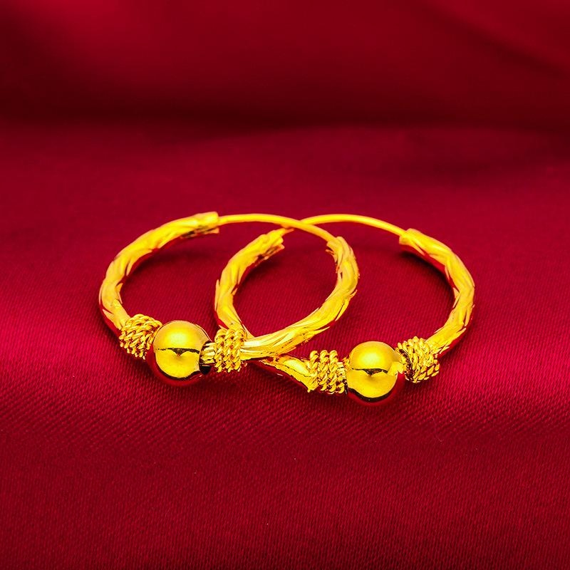 Gold Color Lucky Beads Earrings For Wome Wedding Birthday Ear Charms Fine Jewelry Gifts