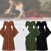 Bare Boat Neck Shoulder Ruffled Long Sleeves Renaissance Maxi Dress Cosplay Set
