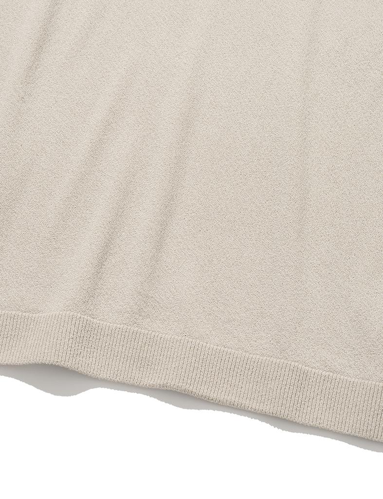 KNITTED Cool Summer Essential Round Short Sleeve Knit Tee Beige