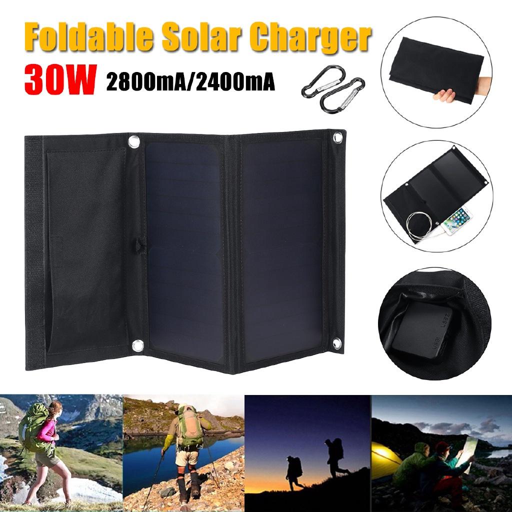 30W 5V Solar Panel Charger Foldable Solar Power Bank Dual USB Camouflage Backpack Camping Hiking for phone