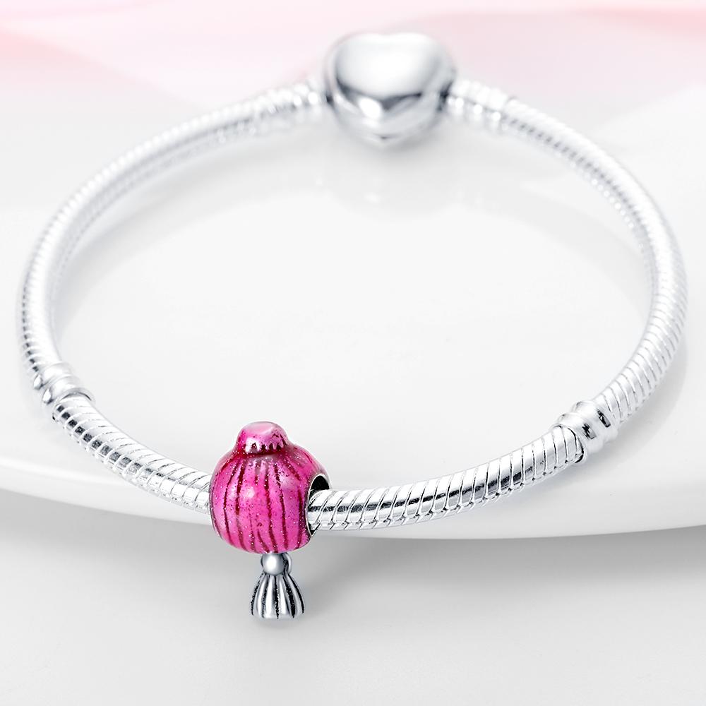 Charms Original Copper Plated Pink Little Girl Beads Fit Bracelet Diy Fine Gift Women Delicate Jewelry Accessory