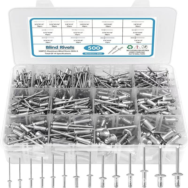 Boxed Pull Rivets Aluminum Blind Rivets Pull Rivet Sets 500pcs/385pcs 450pcs/780pcs