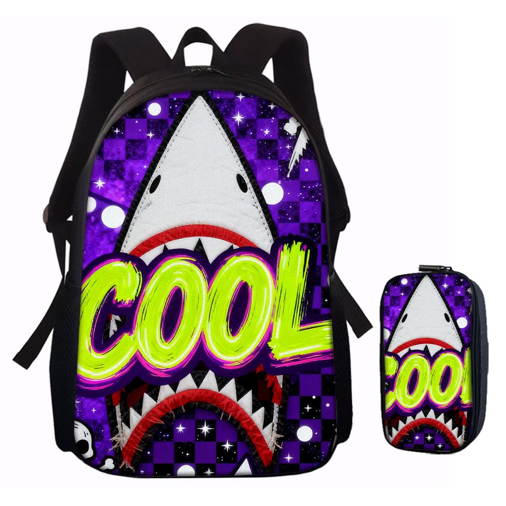Set di Zaini alla Moda con Grafica di Squalo 1/2/3/4/5 PZ | Perfetto per la Scuola e le Avventure Quotidiane