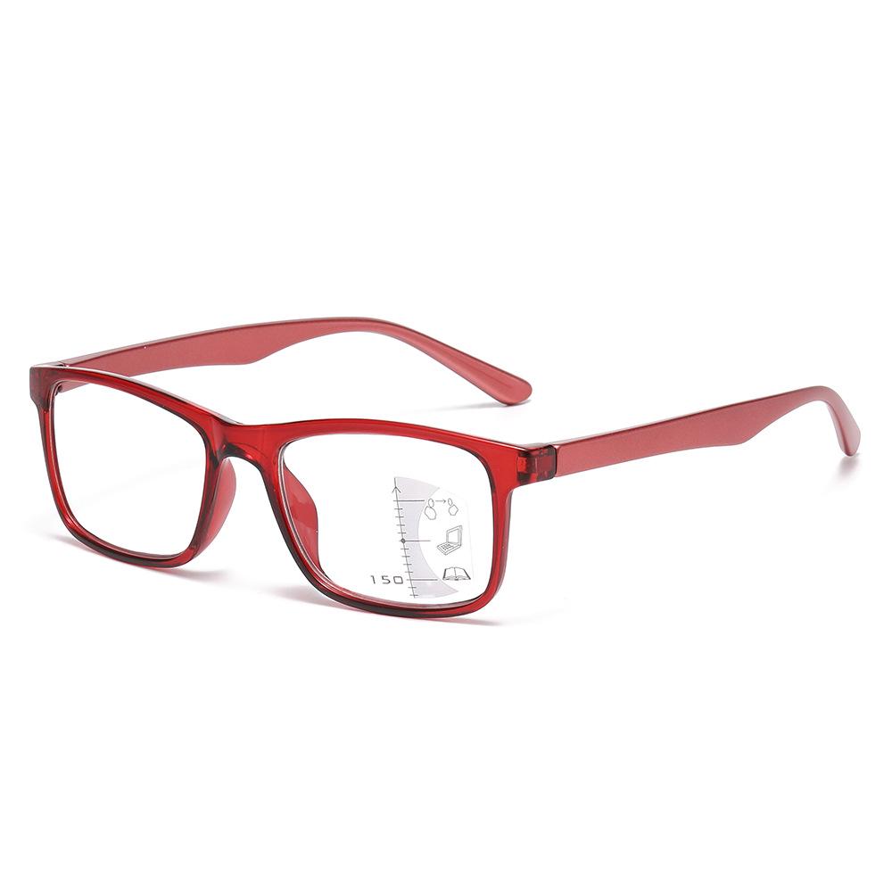Women's Fashion Ultra-Light Progressive Multifocal Reading Glasses - Square Frame, Anti-Blue Light, Near & Far Vision.
