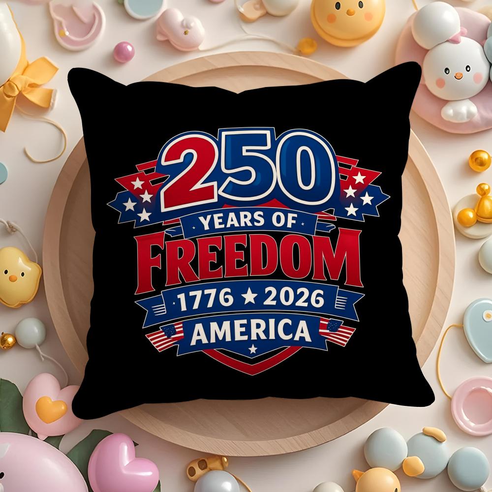 Anniversary Of The Usa 250Th Cushion Cover Plush Fabric Soft Double-Sided Printed Sofa Warm Winter Home Gift Pillow Case
