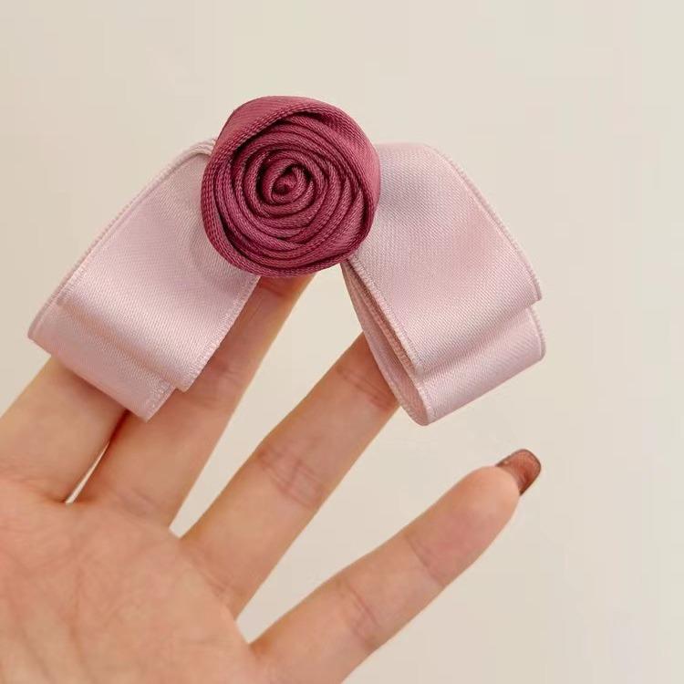 Haarspange Rose im koreanischen Stil - Schleife für Hinterkopf, Hochsteckfrisur oder Seitenpony