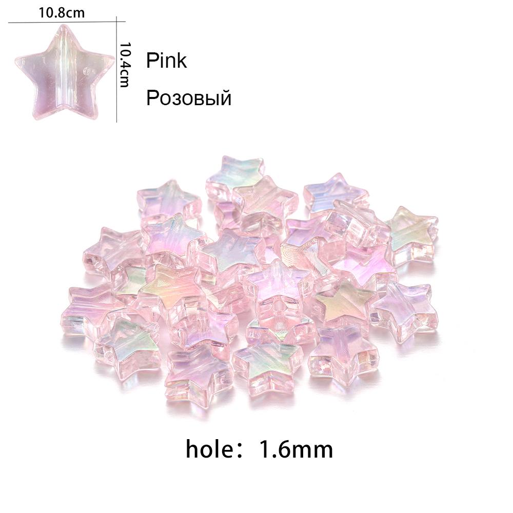 100 stuks Acryl Spacer Losse Kralen Vijfpuntige Ster Transparant Regenboogkleur Kralen Voor Sieraden Maken Handwerk Accessoires