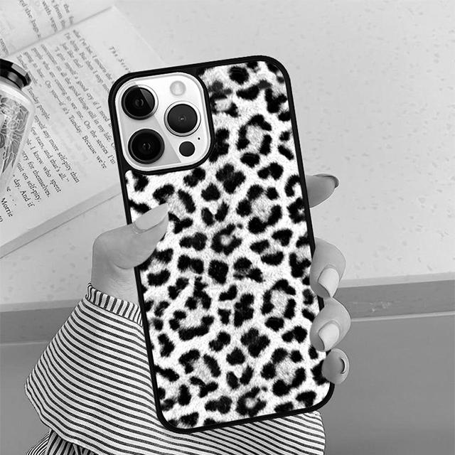 Black and White Leopard Texture Phone Case For iPhone 17 Air 16 15 14 plus 12 13 Pro max Shell Cover coque