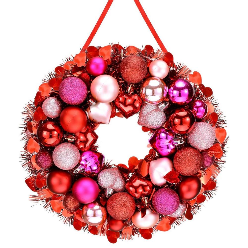 Festival Wedding Party Heart Shaped Plastic Decorative Wreath Front Door Valentine's Wreath