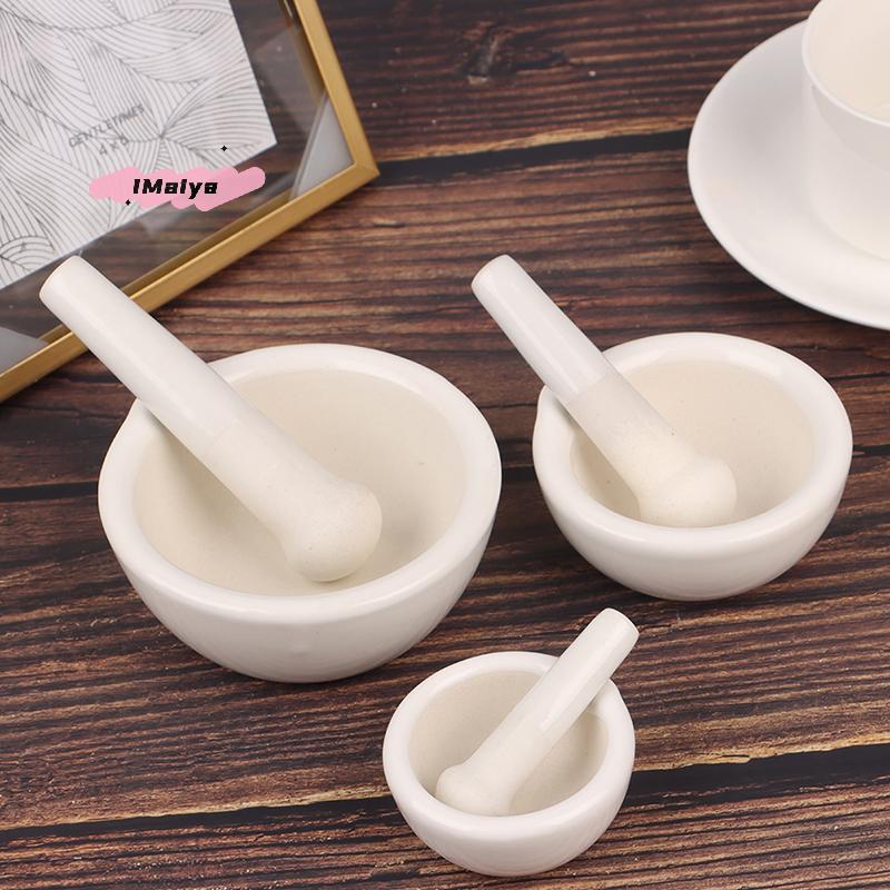 M-Chinese Ceramics Spice Hand Mill Grinder Set - 60/80/100mm Mortar Pestle DIY Tools for Seasoning Mills Soap Wax Heating Bowl