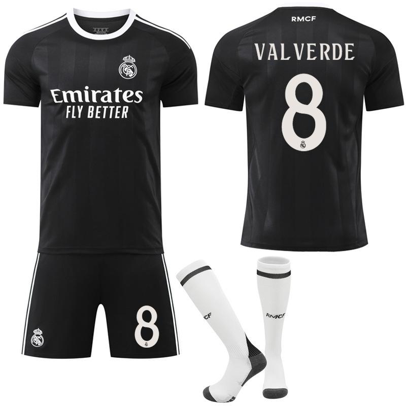 26 Real Madrid Goalkeeper Black Training No. 7 Ronaldo Jersey Vinicius 9 Mbappe No. 5 Football Jersey Suit