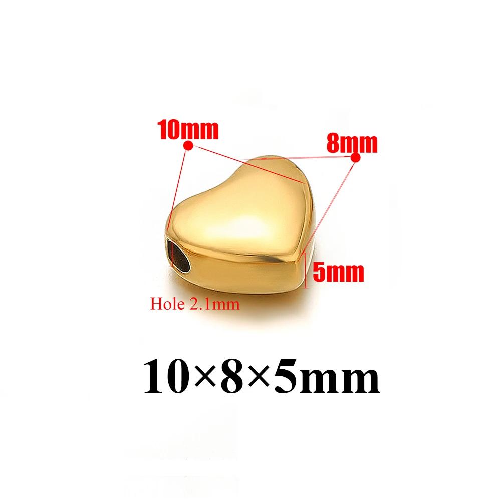 10Pcs Stainless Steel Gold Color Star Heart Spacer Beads for Bracelet Findings Necklace Earrings Making DIY Jewelry Accessories