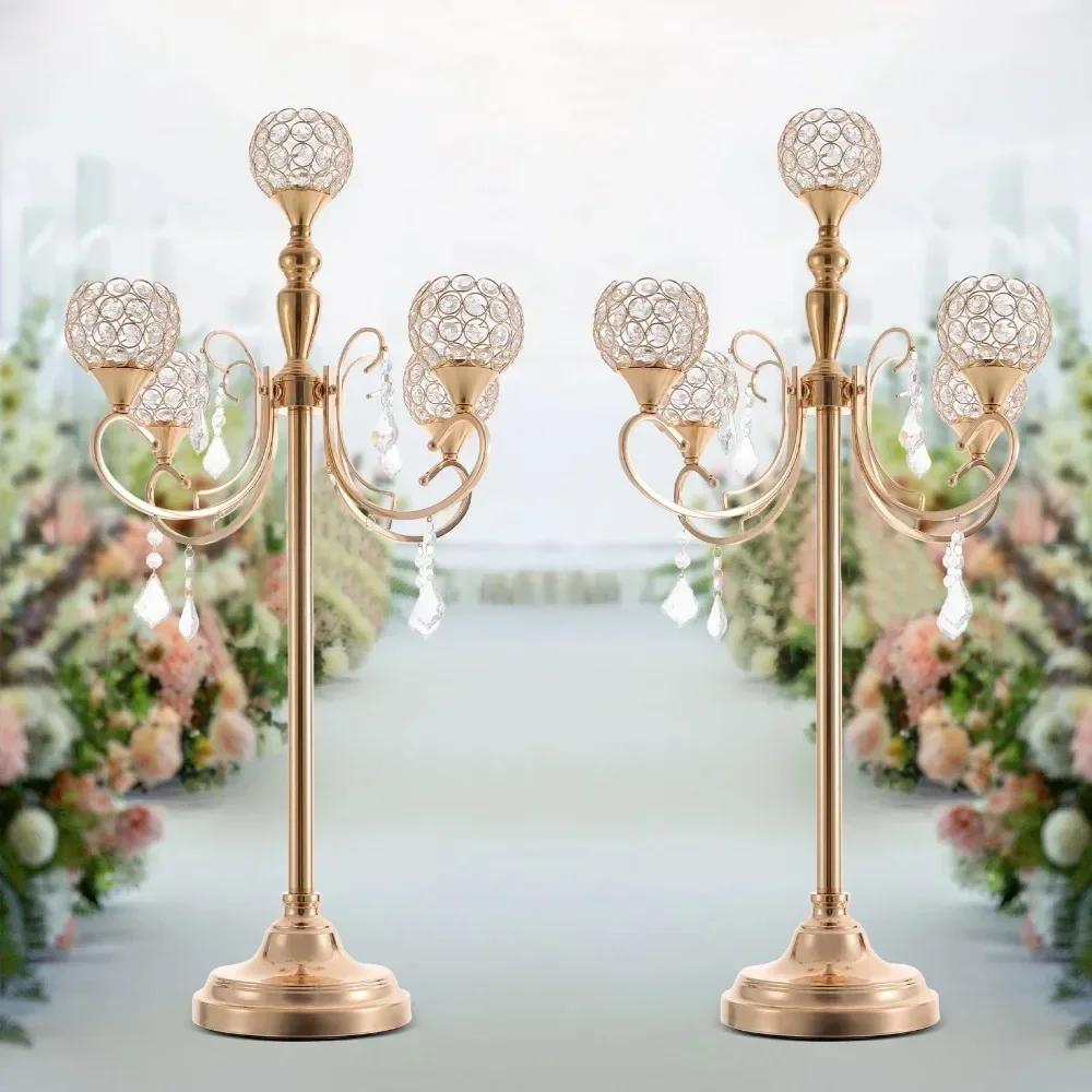 

5 Arms Crystal Candelabra Centerpieces, Candle Holder, Candle Holder Centerpiece Candelabra Centerpieces United States
