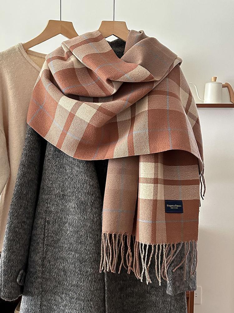 Women Classic Black Plaid Knitted Scarf Headscarf Lady Men Casual Tassel Scarve Mujer Foulard Wrap Shawl Unisex Winter New