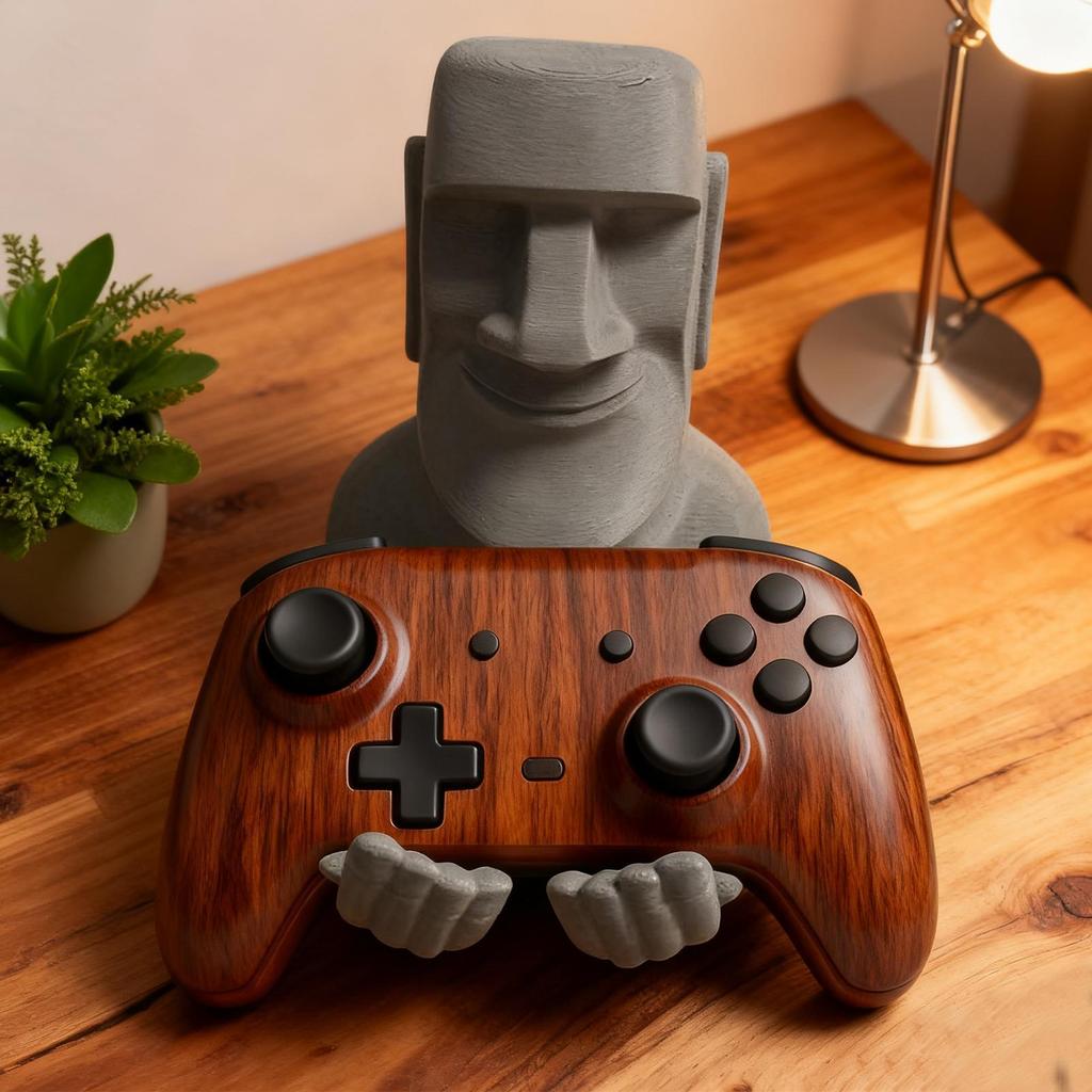 Controller Holder Stone Man Sculpture Cell Phone Cradle for Gamer Men Boys Teen Boyfriend Living Room Desk Bedroom Dorm