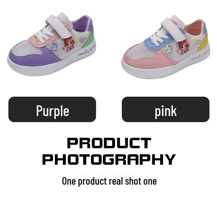 Girls' Summer 2025 Mesh Breathable Sports Shoes - Soft Sole, Lightweight Sneakers for Children