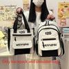 Blocked Color Simple Letter Print Student Backpack Shoulder Bag Set For School