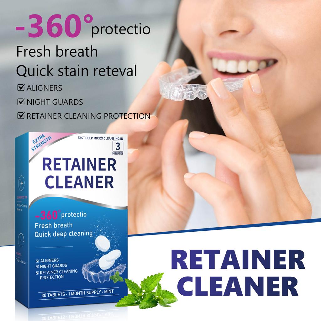 Portable 30-Count Denture Cleaning Tablets Deep-Cleaning Denture Cleanser Daily Denture Care Antibacterial & Odor-Eliminating