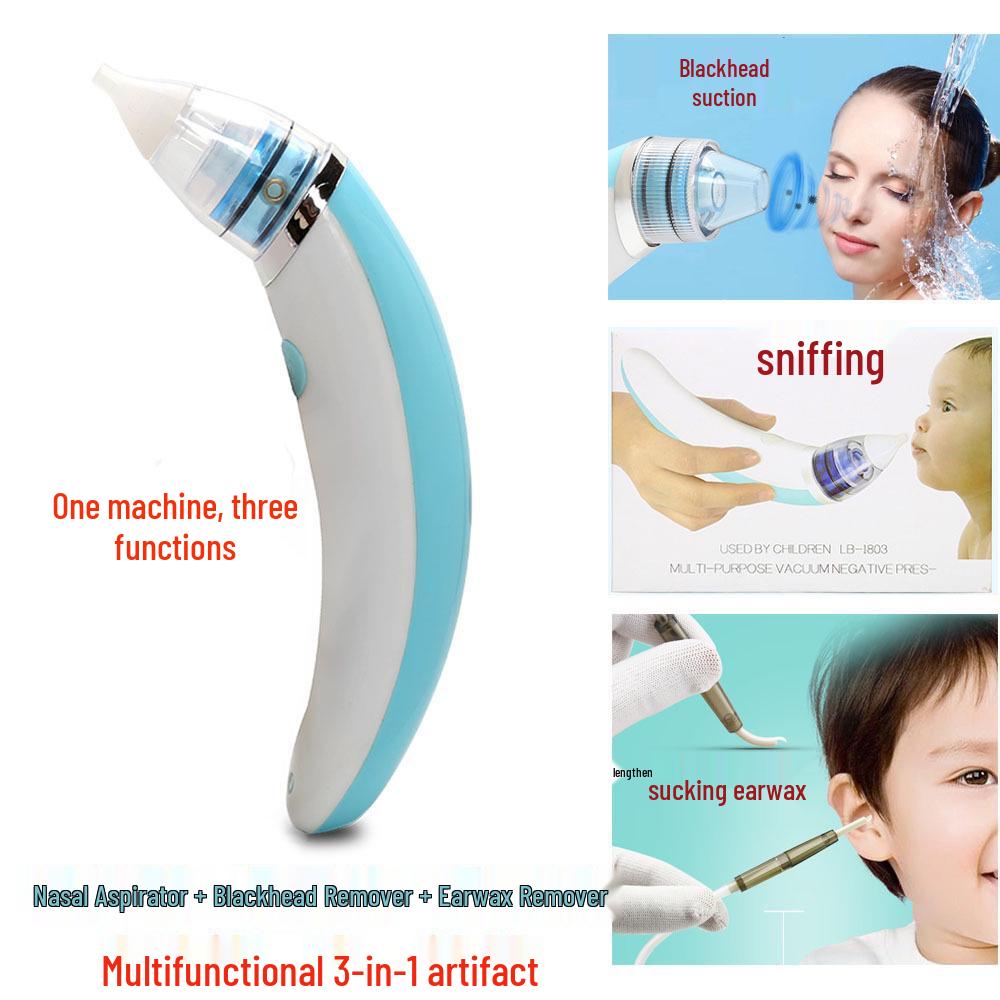Electric 3-in-1 Nasal Aspirator: Infant Nose Cleaner, Earwax Suction & Adult Blackhead Remover