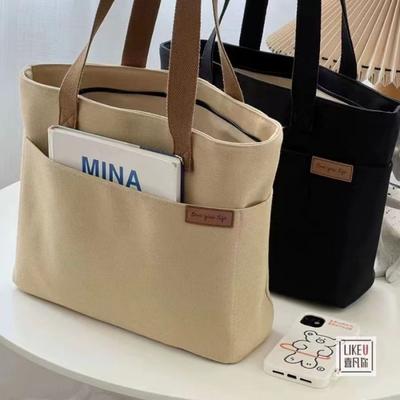 Student One-shoulder, Versatile, Simple, Large-capacity Canvas Casual Art Tote Handbag