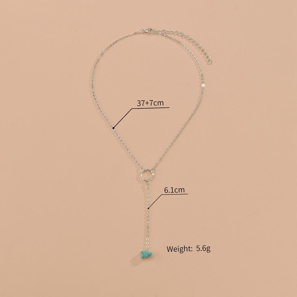 Irregular supply Turquoise pendant Metal women's personality sexy long necklace