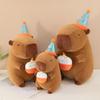 PP Cotton Capybara Plush Toys Happy Birthday Hat Capibara Anime Stuffed Doll  Home Decor Gifts