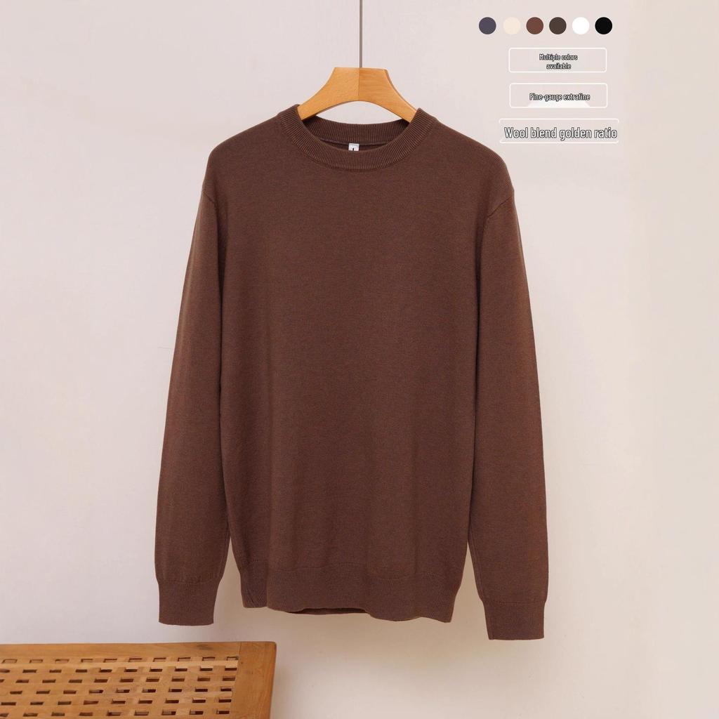 Men's Autumn-Winter Lazy Style Wool Knit Sweater with Round Neck