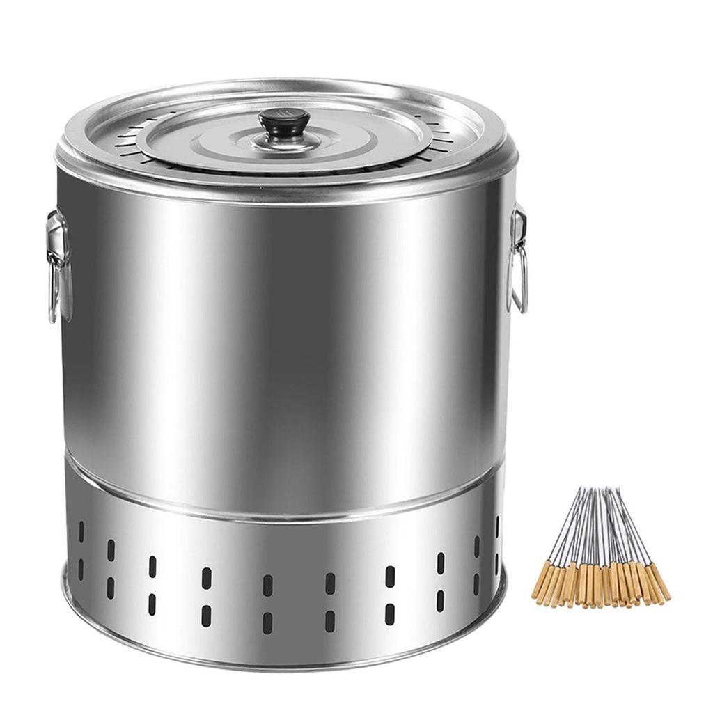 BBQ Grill Bucket Uniform Heat Smokeless for Grilling Backpacking Camping
