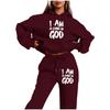European and American trendy brand fleece sweater sweatpants set, new women's clothing letter printing hoodie women's suit