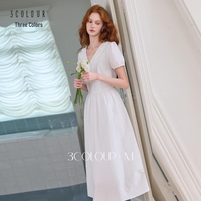 French Style Ruffle V-Neck A-Line Maxi Dress S