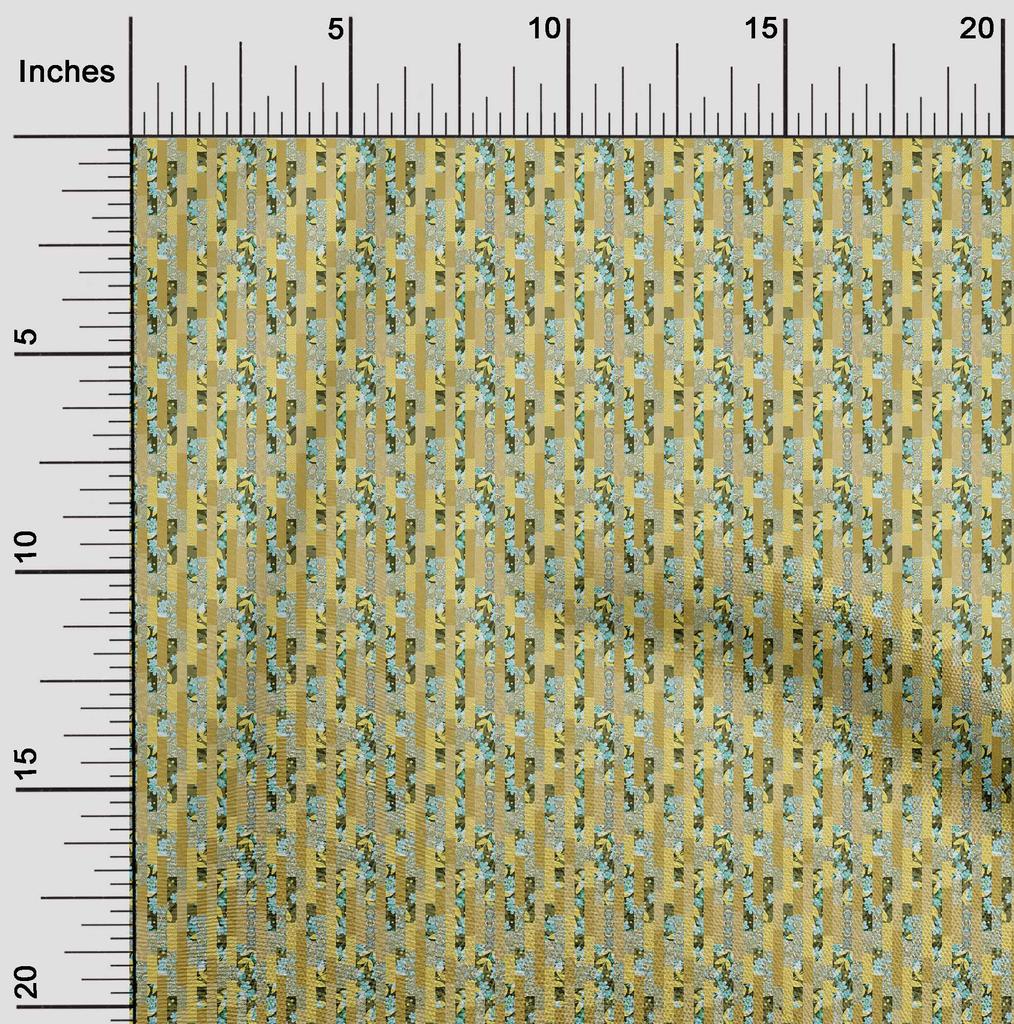 oneOone Cotton Flex Dark Mustard Fabric Floral Fabric For Sewing Printed Craft Fabric By The Yard 40 Inch