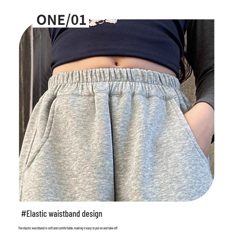 2025 New Style Fleece-Lined Sweatpants for Junior High School Girls