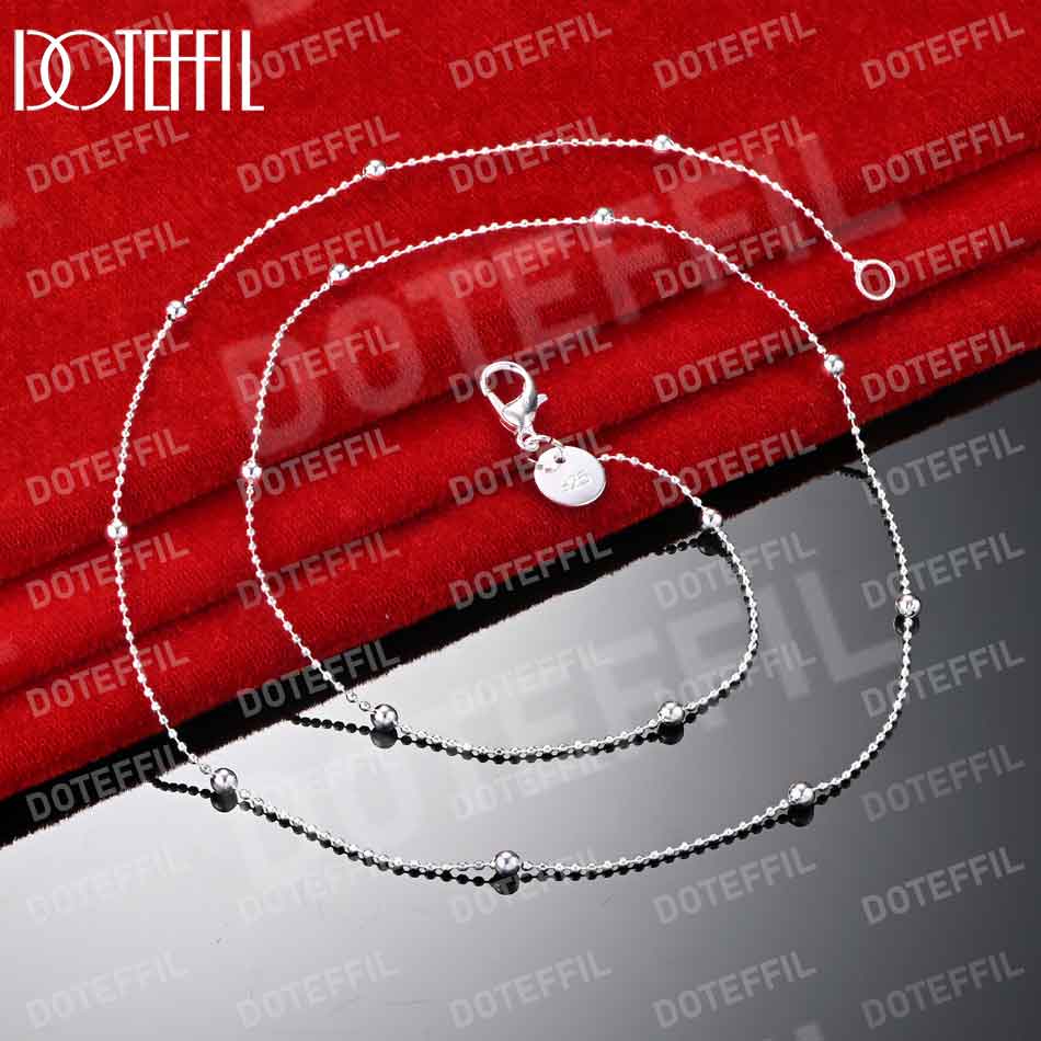 925 Sterling Silver 40-60cm Bead Necklace Fashionable Wedding Jewelry