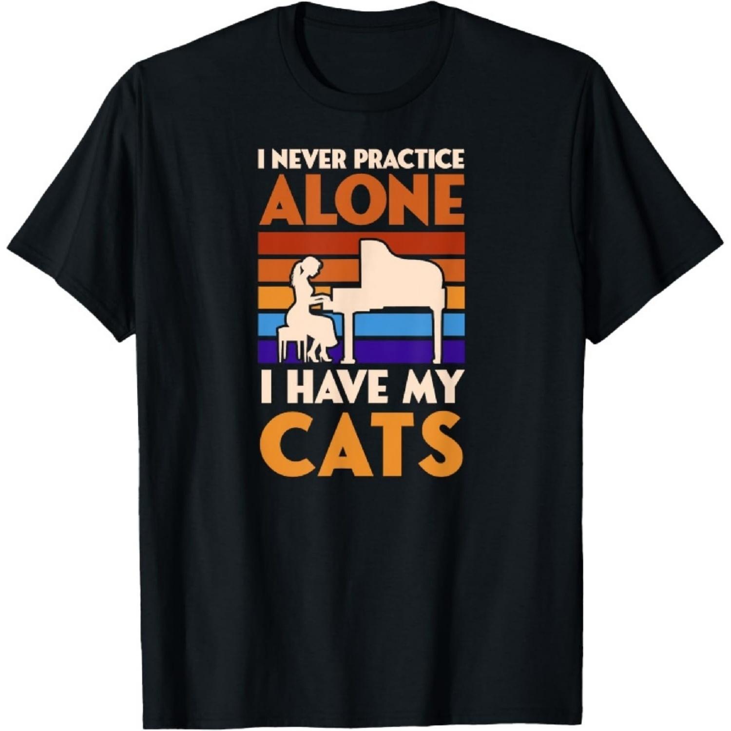 

I Never Practice Alone I Have My Cats Funny At Home T-Shirt XXXXXL різнокольоровий