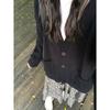 Soft waxy v-neck long-sleeved lazy sweater jacket for women's autumn and winter loose feeling casual outer wear knitted cardigan for women