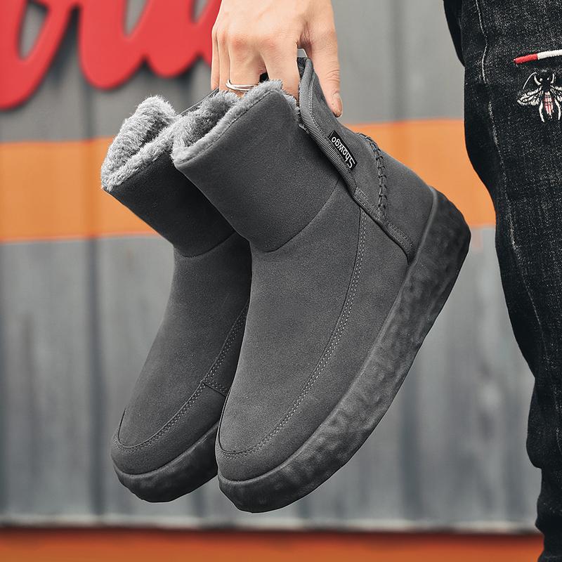 Newest Waterproof Winter Snow Boots Warm Work Casual Shoes High Solid Color Black Non-slip Ankle Boots Classic Men Walking