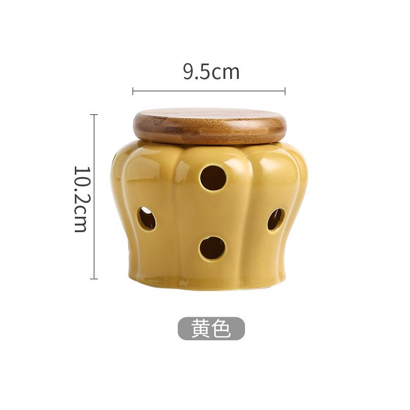 

Creative Kitchen Ginger Garlic Storage Jar Ventilated Perforated Ceramic Storage Can White Aromatherapy Candle Storage Jars жовтий