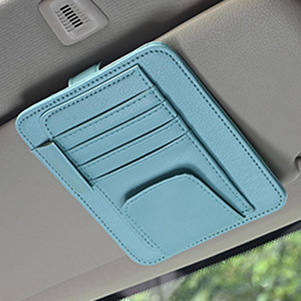 Small Leather Car Sun Visors Organizer Clip for Trucks/Car,Car Card Sleeve Pocket Organizer, Car Visors Document Holder