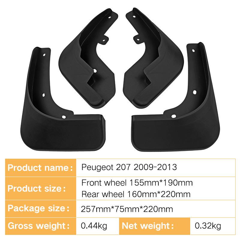 Mudflaps Fender For Peugeot 207 2009-2013,Mud Flaps, Splash Guards, Front Rear Wheels Fender, Car Accessories, 4Pcs