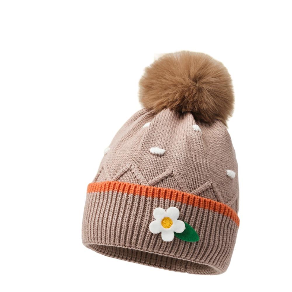 Solid Color Knitted Hats Woolen Balls Woolen Hats Cartoon Baby Hat  Unisex